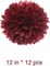 12" Burgundy Tissue Pom Poms DIY Hanging Decors Paper Flower Balls for Bridal Shower Birthday Party Wedding Backdrop Dessert Table Decoration Supplies, Pack of 12